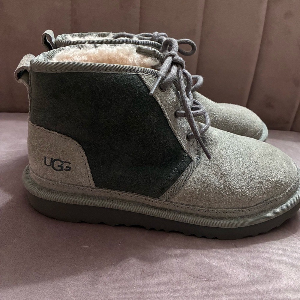 UGG Neumel II Chukka Boots Gray Youth Boys Size 5 Sheepskin Suede - Picture 4 of 10